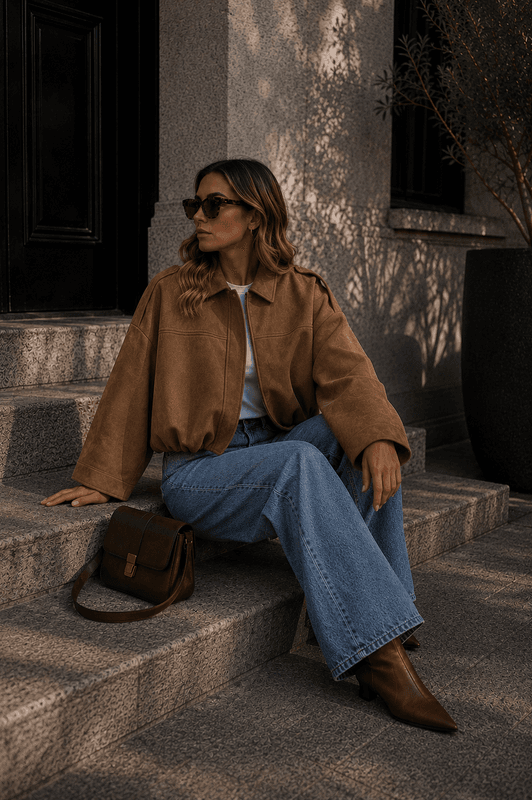 Vero Moda Vmhazel Faux Suede Bomberjakke Congac 