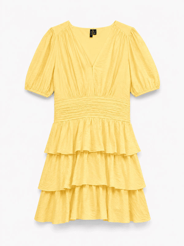 Vero Moda Vmlise  V-Hals Kort Kjole Gul