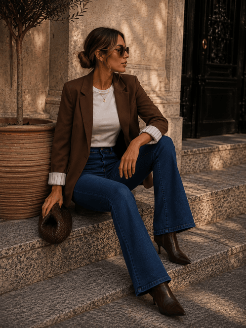 Hovedbilde Vila Vibonnie Blazer Stripete Oppbrett Brun