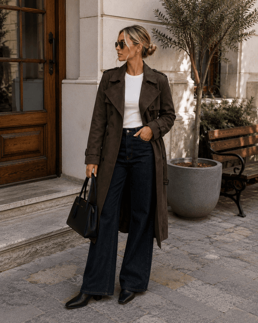 Hovedbilde Only Onllina Long Faux Suede Trenchcoat Brun