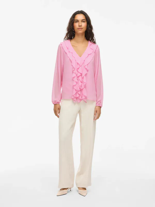 Vila Viviane Volang Bluse Rosa