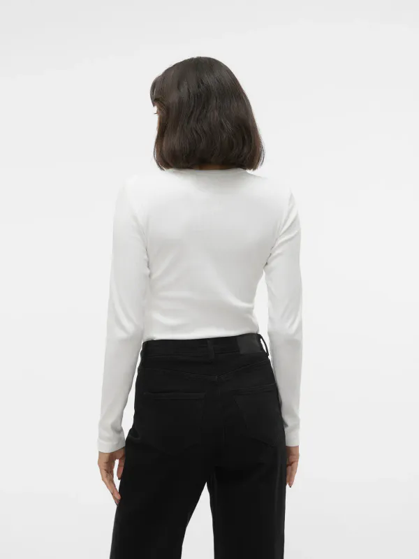 Vero Moda Vmchloe Basic Langermet Ribbet Topp Hvit