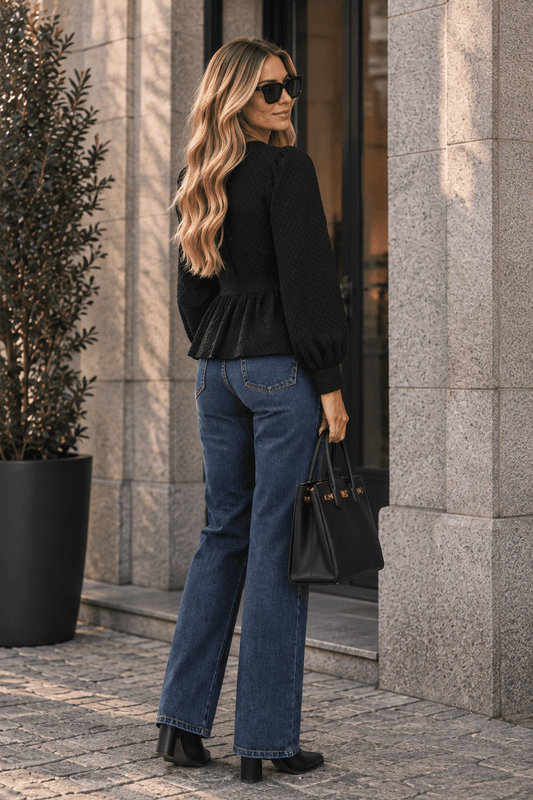 Vero Moda Vmaugusta Bluse med V-hals Sort