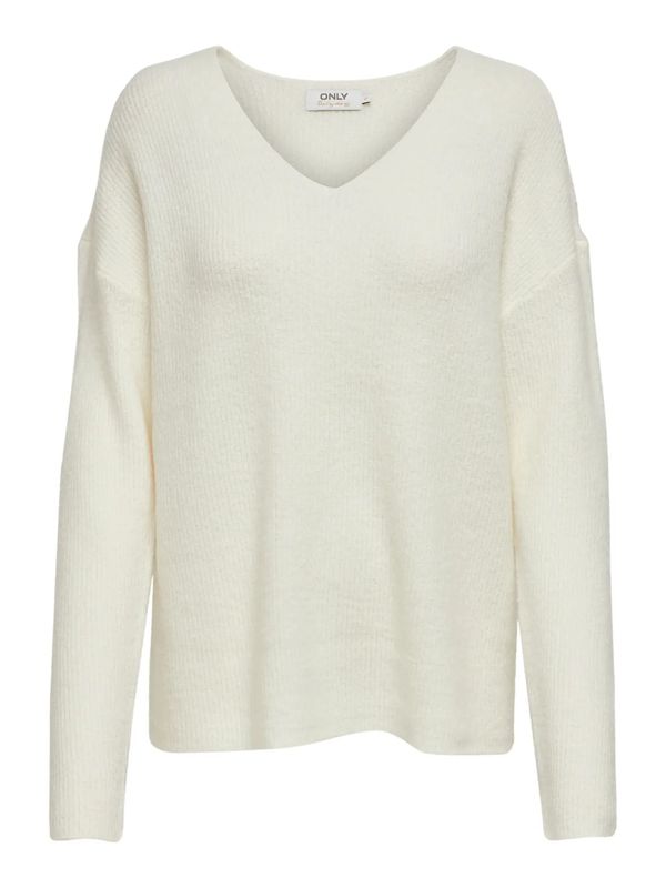 Only Onlcamilla v-neck Strikkegenser Offwhite