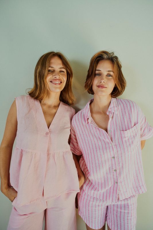 Freequent Fqlava Shirt Stripete Linskjorte Rosa