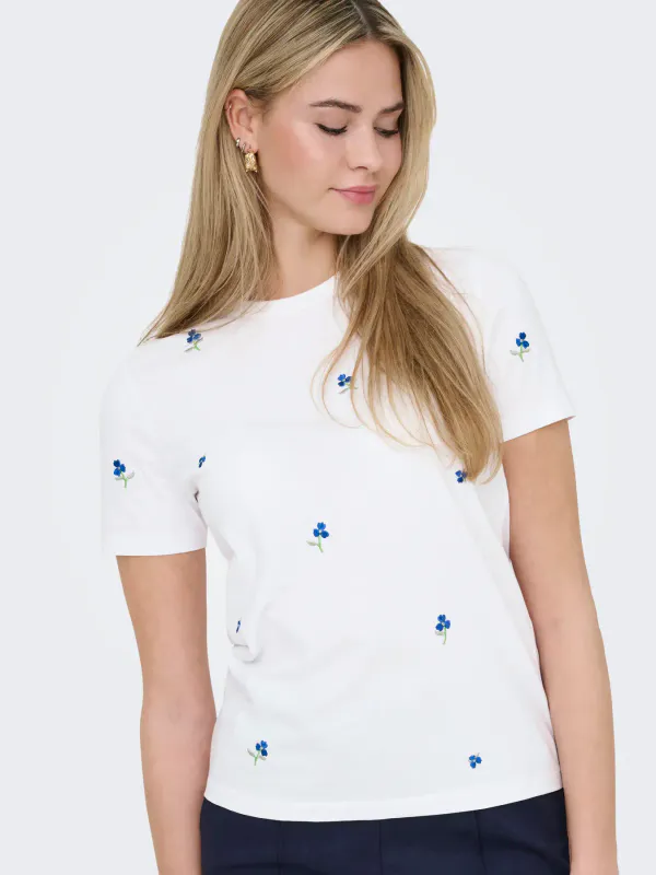 Only Onlketty T-Skjorte Blå Blomster