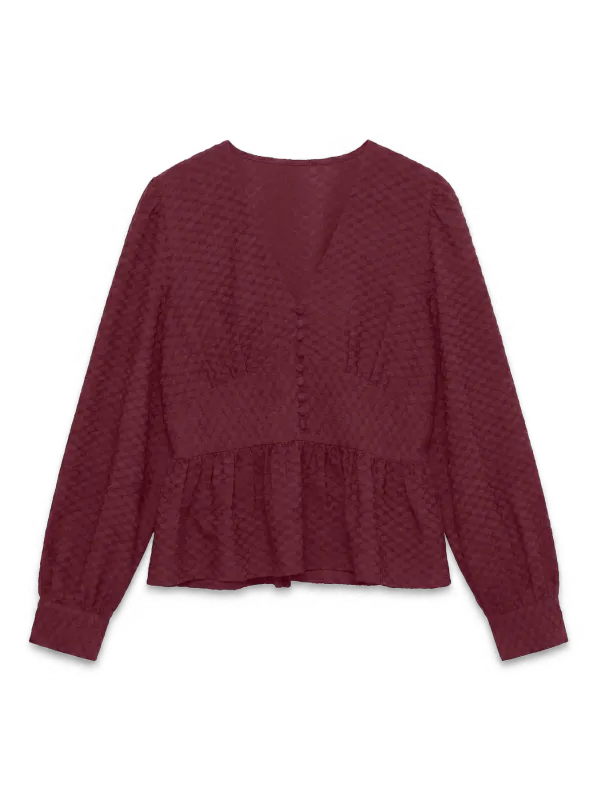 Vero Moda Vmaugusta Bluse med V-hals Burgunder