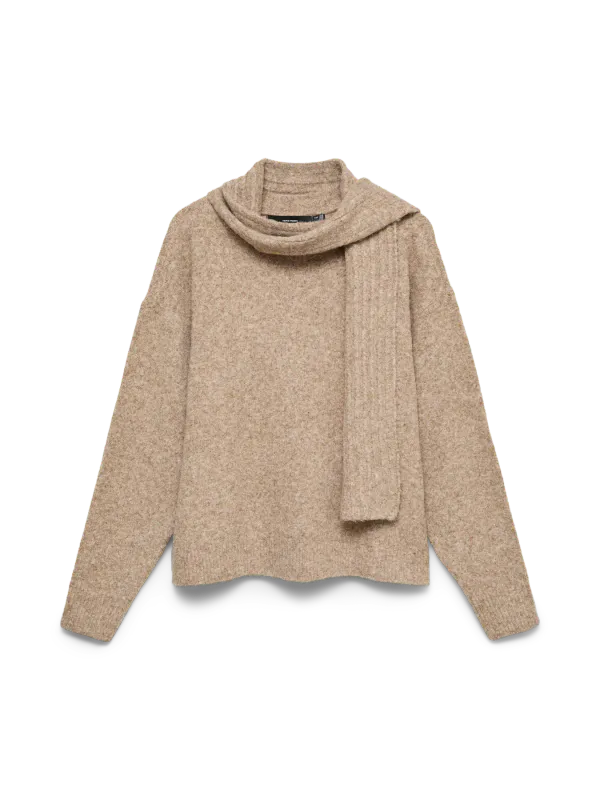 Vero Moda Vmgianna Strikkegenser Med Skjerf Beige