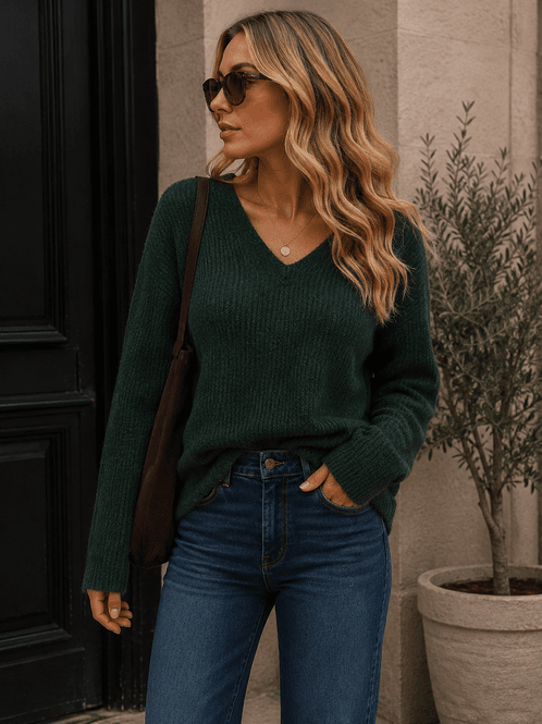 Hovedbilde Only Onlcamilla V-Neck Strikkegenser Grønn