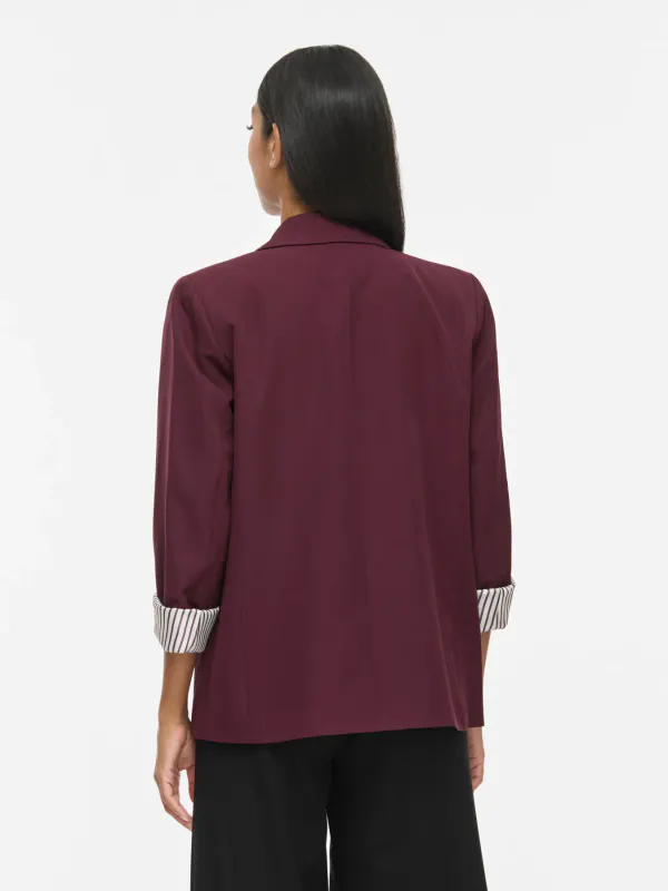 Vila Vibonnie Blazer Stripete Oppbrett Burgunder
