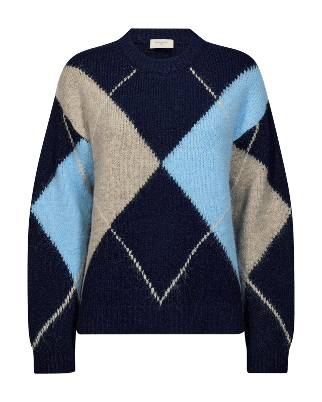 Freequent Fqgrslulu Argyle Strikkegenser Navy