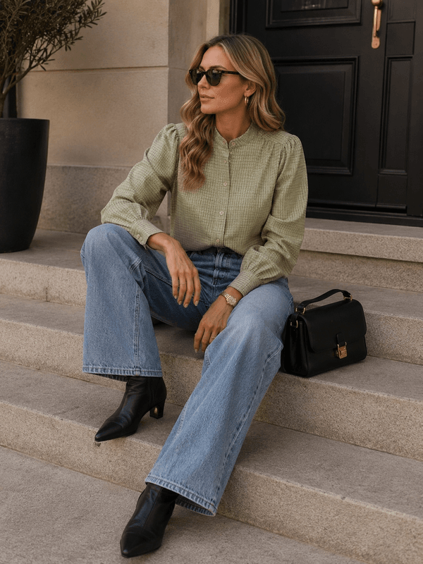 Vero Moda Vmbriar Rutete Bluse Grønn