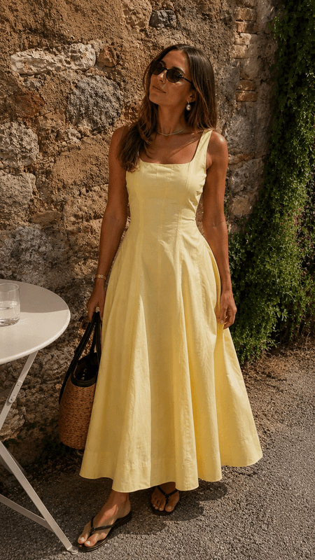 Vero Moda Vmlotus Maxikjole Elegant Kjole i Bomull Gul