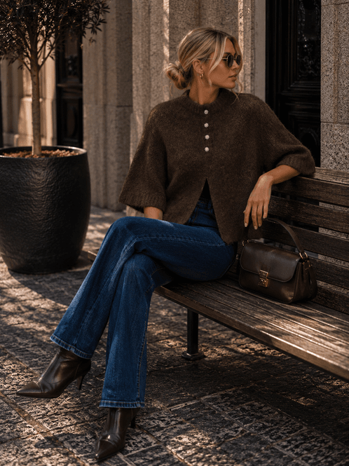 Hovedbilde Vila Vibows Strikket Cardigan 3/4 Ermer Brun