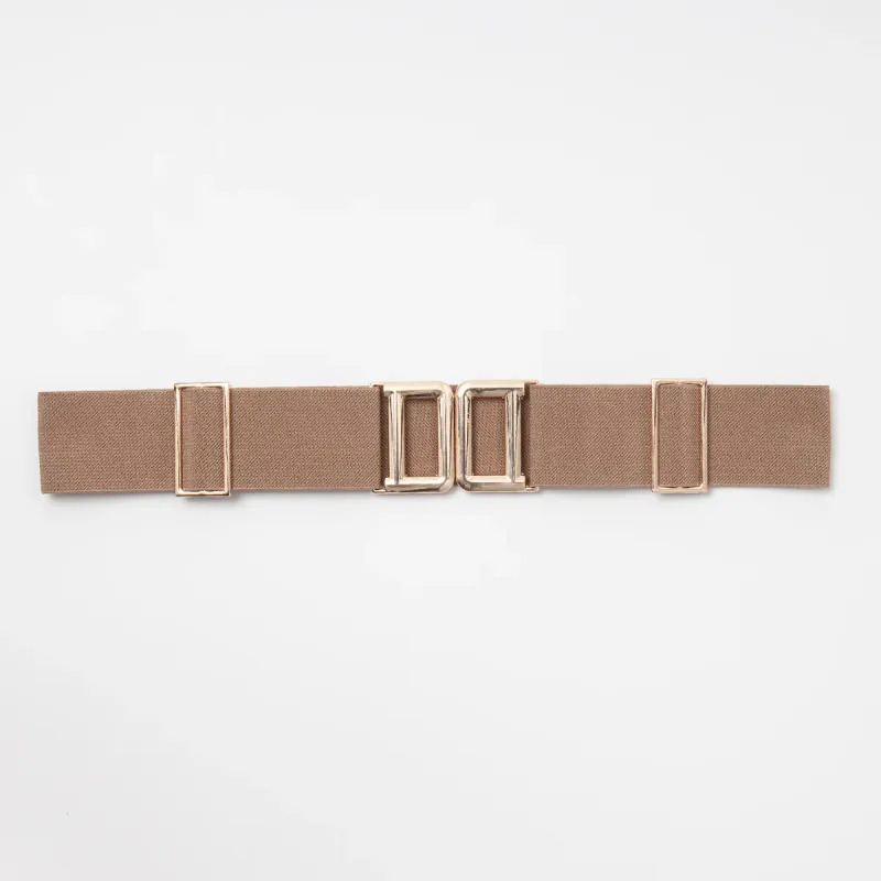 Strikkbelte Beige Gull 2