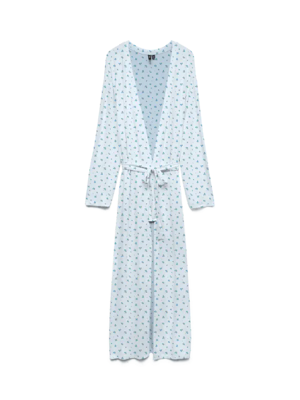 Vero Moda Vmesther Lang Morgenkåpe Blå Blomster
