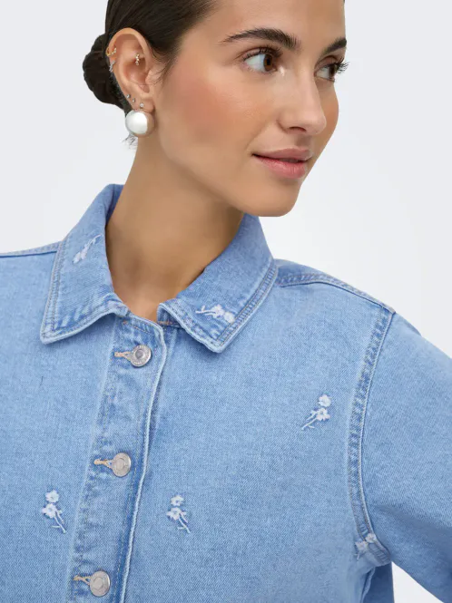 Hovedbilde Only Onlbella Denim Skjorte Blomster Broderi
