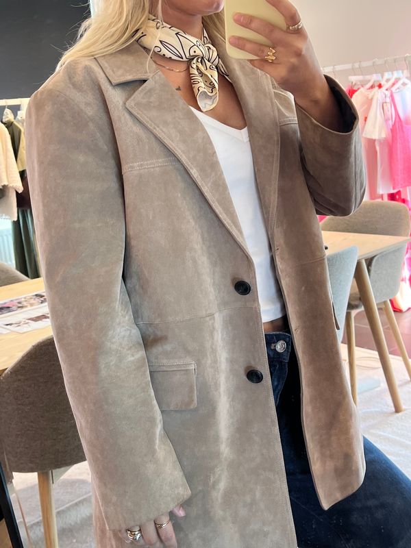 Vero Moda Vmpernille Semsket Ekte Skinnblazer Beige