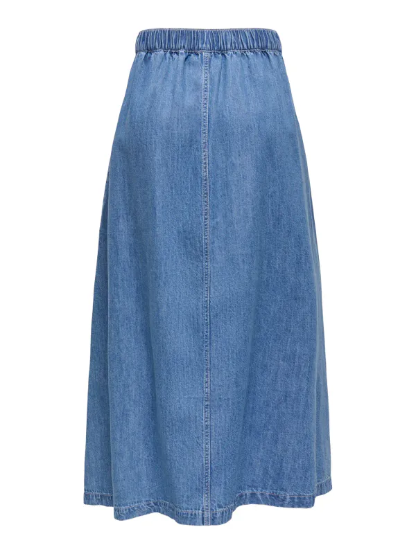 Only Onlnoemi Button Elastic Maxi Denim Skirt
