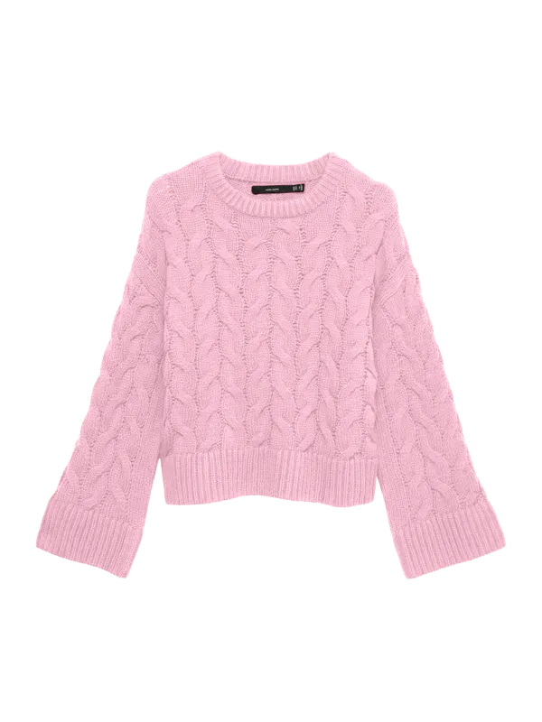 Vero Moda Vmsvea Strikkegenser Rosa Kabelstrikket Genser