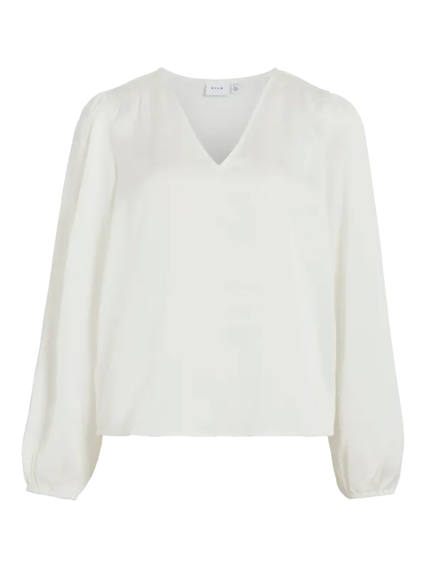 Vila Vielette Satengbluse Offwhite