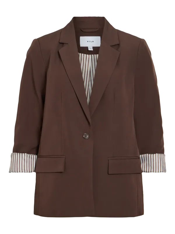 Vila Vibonnie Blazer Stripete Oppbrett Brun