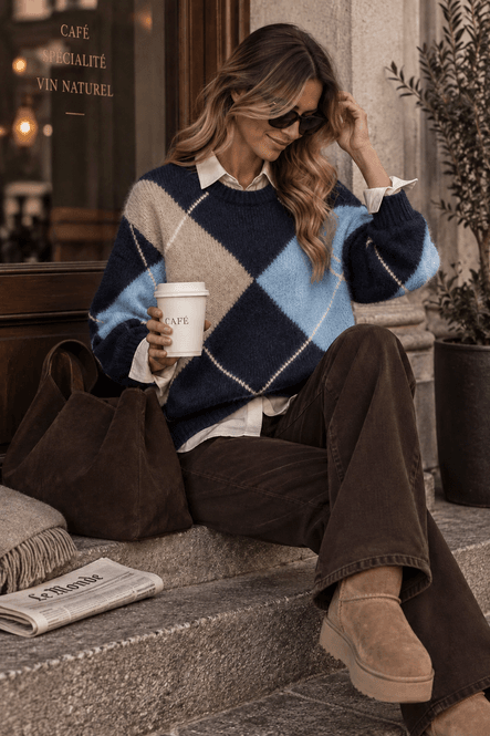 Hovedbilde Freequent Fqgrslulu Argyle Strikkegenser Navy