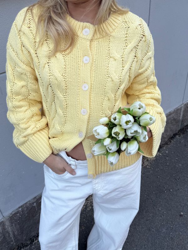Vero Moda Svea Thea Kabelstrikk Cardigan Gul